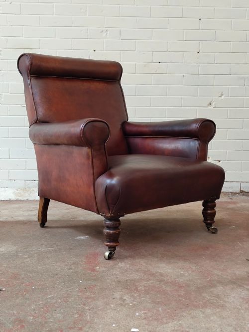 ANTIQUE VICTORIAN TAN LEATHER CHESTERFIELD GENTLEMAN'S LIBRARY FIRESIDE EASY ARMCHAIR - ADDITIONAL PHOTO 16