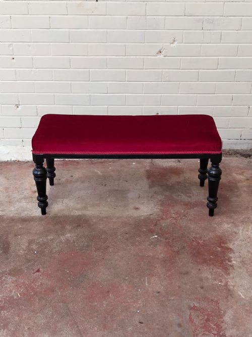 ANTIQUE VICTORIAN AESTHETIC MOVEMENT FRENCH EBONISED WINDOW SEAT BENCH - ADDITIONAL PHOTO 5