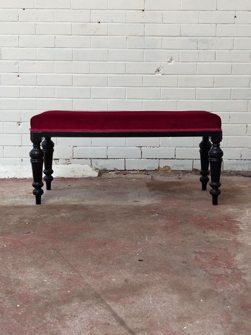 ANTIQUE VICTORIAN AESTHETIC MOVEMENT FRENCH EBONISED WINDOW SEAT BENCH - ADDITIONAL PHOTO 1