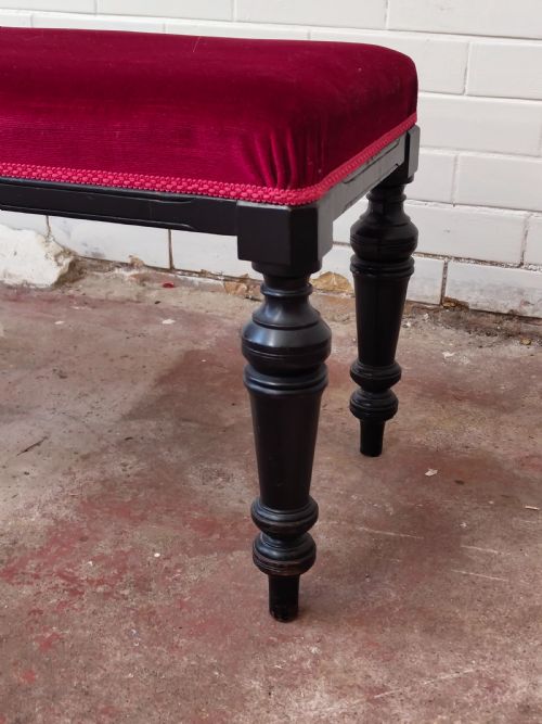 ANTIQUE VICTORIAN AESTHETIC MOVEMENT FRENCH EBONISED WINDOW SEAT BENCH - ADDITIONAL PHOTO 3