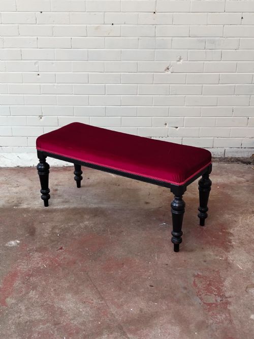 ANTIQUE VICTORIAN AESTHETIC MOVEMENT FRENCH EBONISED WINDOW SEAT BENCH - ADDITIONAL PHOTO 4
