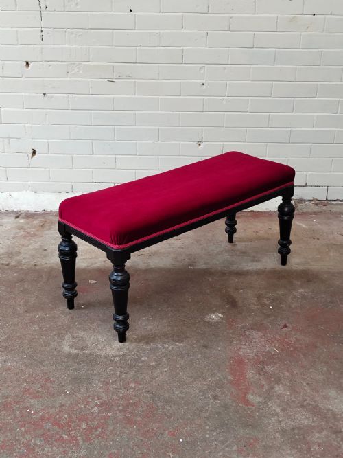 ANTIQUE VICTORIAN AESTHETIC MOVEMENT FRENCH EBONISED WINDOW SEAT BENCH - ADDITIONAL PHOTO 6