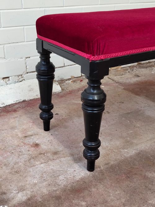 ANTIQUE VICTORIAN AESTHETIC MOVEMENT FRENCH EBONISED WINDOW SEAT BENCH - ADDITIONAL PHOTO 7
