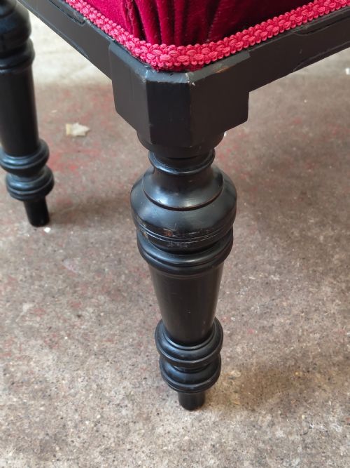 ANTIQUE VICTORIAN AESTHETIC MOVEMENT FRENCH EBONISED WINDOW SEAT BENCH - ADDITIONAL PHOTO 9