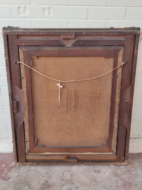 LARGE ANTIQUE VICTORIAN OIL PORTRAIT ON CANVAS OF A GENTLEMAN IN GESSO FRAME - ADDITIONAL PHOTO 8