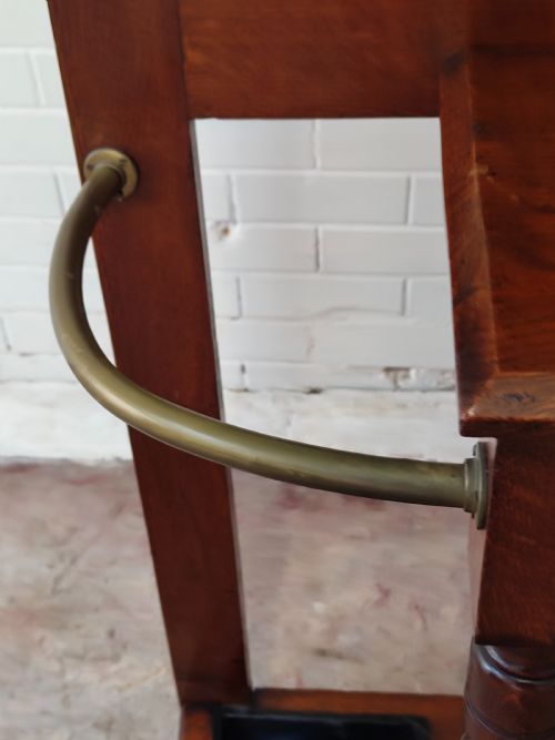 ANTIQUE EDWARDIAN SOLID OAK BRASS TILED HALL COAT STAND - ADDITIONAL PHOTO 15