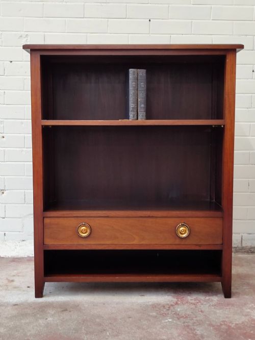 ANTIQUE EDWARDIAN SOLID MAHOGANY ADJUSTABLE OPEN BOOKCASE - ADDITIONAL PHOTO 1