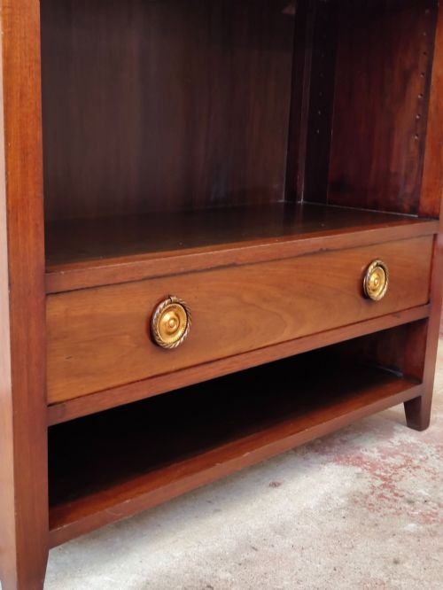 ANTIQUE EDWARDIAN SOLID MAHOGANY ADJUSTABLE OPEN BOOKCASE - ADDITIONAL PHOTO 4