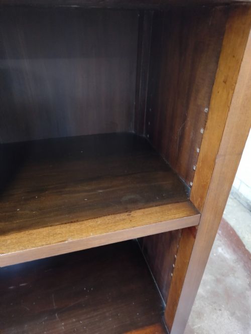 ANTIQUE EDWARDIAN SOLID MAHOGANY ADJUSTABLE OPEN BOOKCASE - ADDITIONAL PHOTO 6