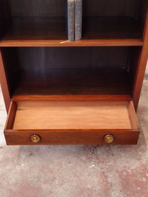 ANTIQUE EDWARDIAN SOLID MAHOGANY ADJUSTABLE OPEN BOOKCASE - ADDITIONAL PHOTO 8