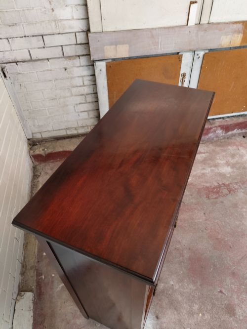 ANTIQUE EDWARDIAN SOLID MAHOGANY ADJUSTABLE OPEN BOOKCASE - ADDITIONAL PHOTO 12
