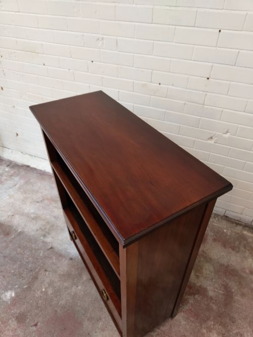 ANTIQUE EDWARDIAN SOLID MAHOGANY ADJUSTABLE OPEN BOOKCASE - ADDITIONAL PHOTO 13
