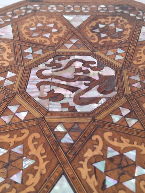 ANTIQUE VICTORIAN LIBERTY CO HEXAGONAL INLAID MOORISH SYRIAN SIDE TABLE - ADDITIONAL PHOTO 6