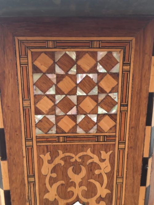 ANTIQUE VICTORIAN LIBERTY CO HEXAGONAL INLAID MOORISH SYRIAN SIDE TABLE - ADDITIONAL PHOTO 7