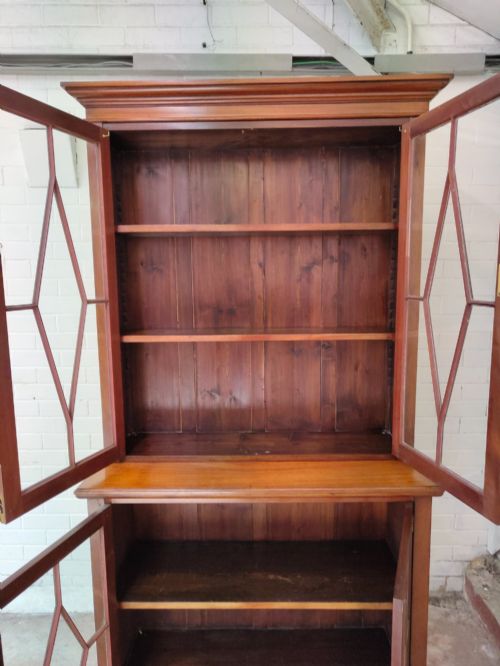 ANTIQUE VICTORIAN MAHOGANY ASTRAGAL GLAZED VICTORIAN ADJUSTABLE BOOKCASE - ADDITIONAL PHOTO 8