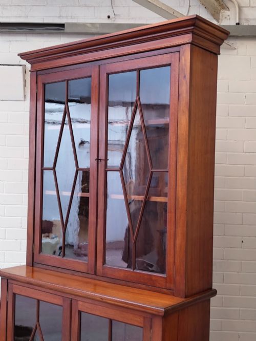 ANTIQUE VICTORIAN MAHOGANY ASTRAGAL GLAZED VICTORIAN ADJUSTABLE BOOKCASE - ADDITIONAL PHOTO 14