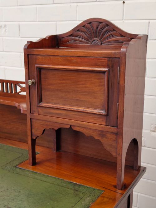 ANTIQUE EDWARDIAN MAHOGANY INLAID LEATHER LADIES WRITING DESK - ADDITIONAL PHOTO 4
