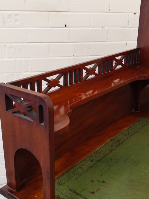 ANTIQUE EDWARDIAN MAHOGANY INLAID LEATHER LADIES WRITING DESK - ADDITIONAL PHOTO 10
