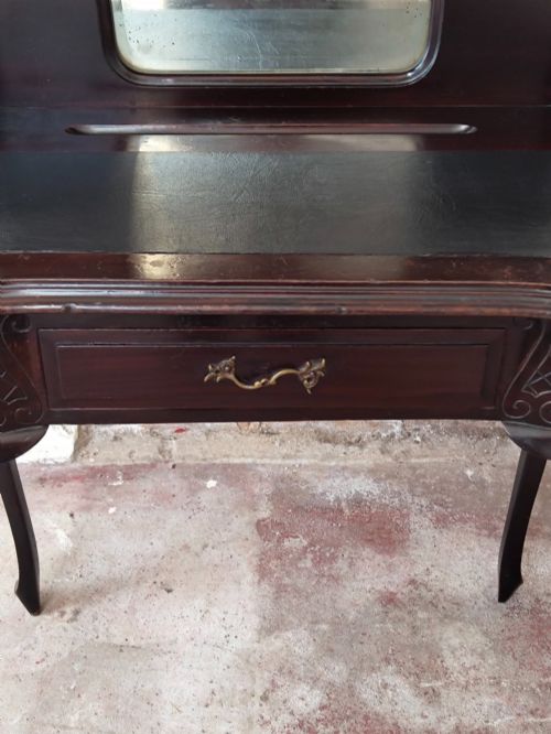 ANTIQUE VICTORIAN MAHOGANY LADIES MIRRORED WRITING DESK - ADDITIONAL PHOTO 2