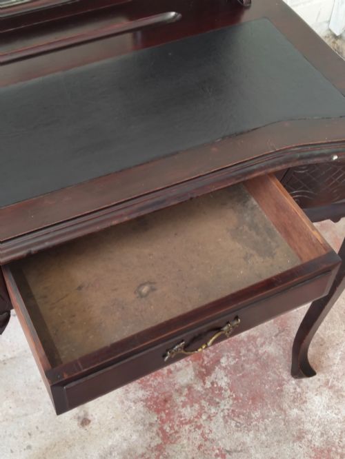 ANTIQUE VICTORIAN MAHOGANY LADIES MIRRORED WRITING DESK - ADDITIONAL PHOTO 4