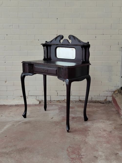 ANTIQUE VICTORIAN MAHOGANY LADIES MIRRORED WRITING DESK - ADDITIONAL PHOTO 9