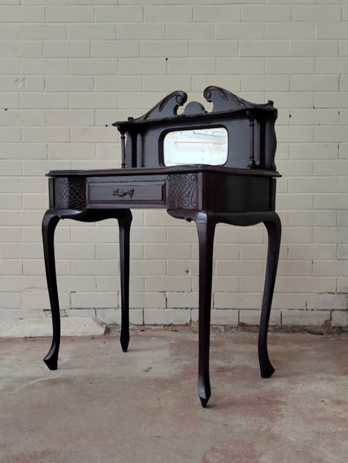 ANTIQUE VICTORIAN MAHOGANY LADIES MIRRORED WRITING DESK - ADDITIONAL PHOTO 10