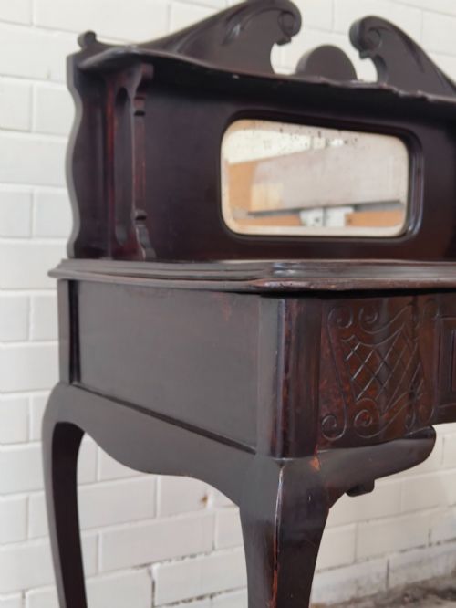 ANTIQUE VICTORIAN MAHOGANY LADIES MIRRORED WRITING DESK - ADDITIONAL PHOTO 12