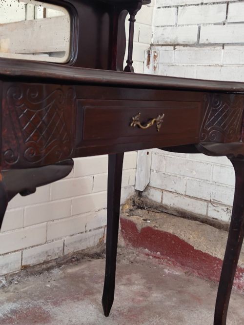 ANTIQUE VICTORIAN MAHOGANY LADIES MIRRORED WRITING DESK - ADDITIONAL PHOTO 14