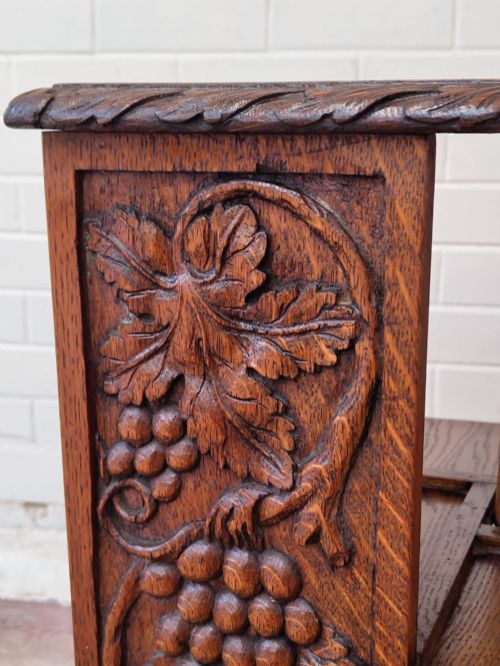 ANTIQUE VICTORIAN CARVED GOLDEN OAK REVOLVING BOOKCASE - ADDITIONAL PHOTO 5