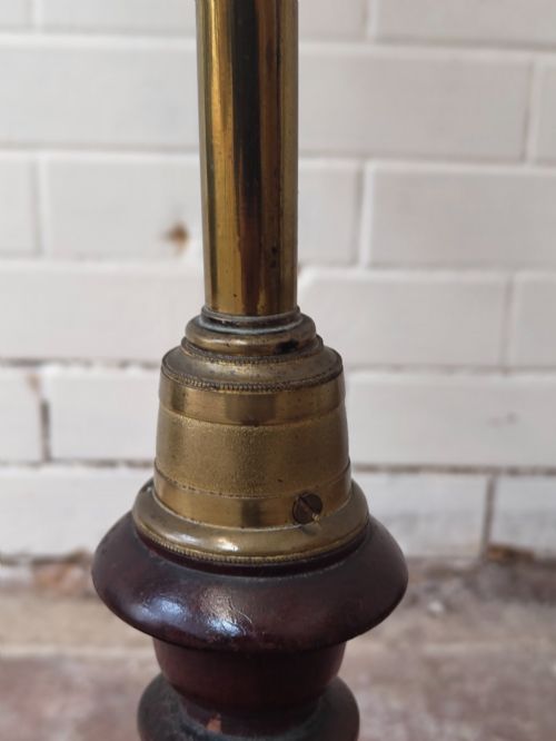 ANTIQUE VICTORIAN COUNTRY HOUSE VELVET NEEDLEWORK FIRESIDE BRASS POLE SCREEN - ADDITIONAL PHOTO 3