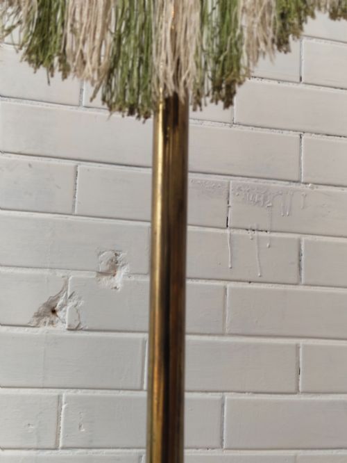 ANTIQUE VICTORIAN COUNTRY HOUSE VELVET NEEDLEWORK FIRESIDE BRASS POLE SCREEN - ADDITIONAL PHOTO 4