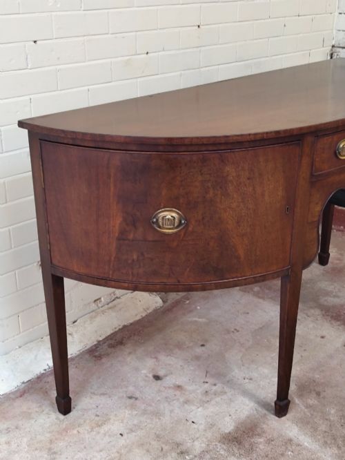 ANTIQUE GEORGIAN DEMI LUNE BOW FRONT MAHOGANY SIDEBOARD - ADDITIONAL PHOTO 7