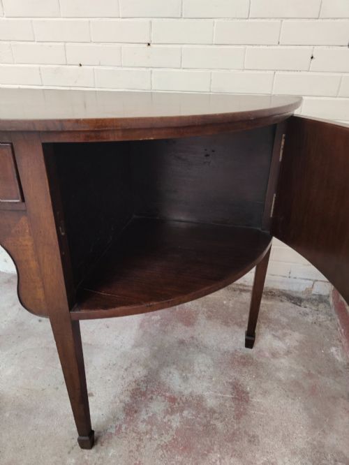 ANTIQUE GEORGIAN DEMI LUNE BOW FRONT MAHOGANY SIDEBOARD - ADDITIONAL PHOTO 8