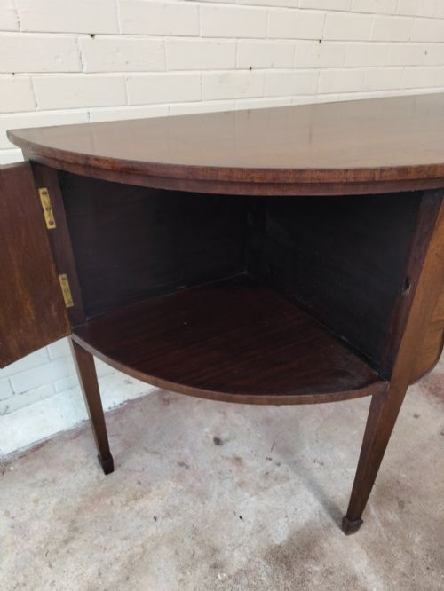 ANTIQUE GEORGIAN DEMI LUNE BOW FRONT MAHOGANY SIDEBOARD - ADDITIONAL PHOTO 9