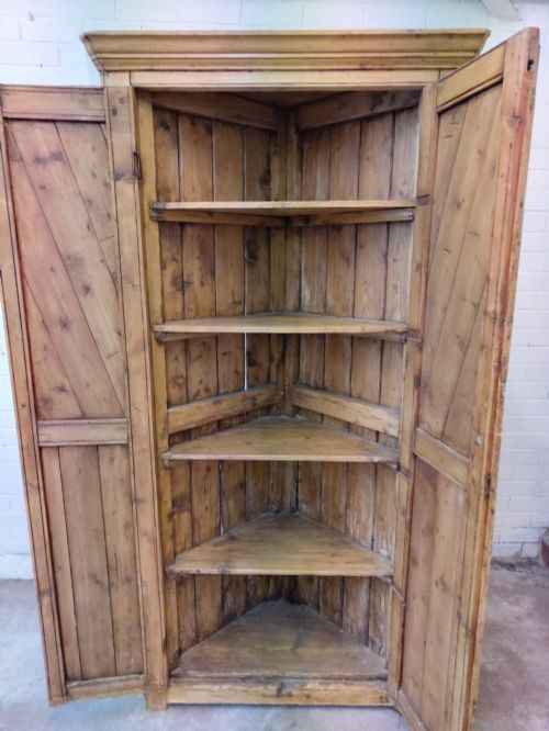 ANTIQUE PITCH PINE CORNER WARDROBE CUPBOARD - ADDITIONAL PHOTO 12