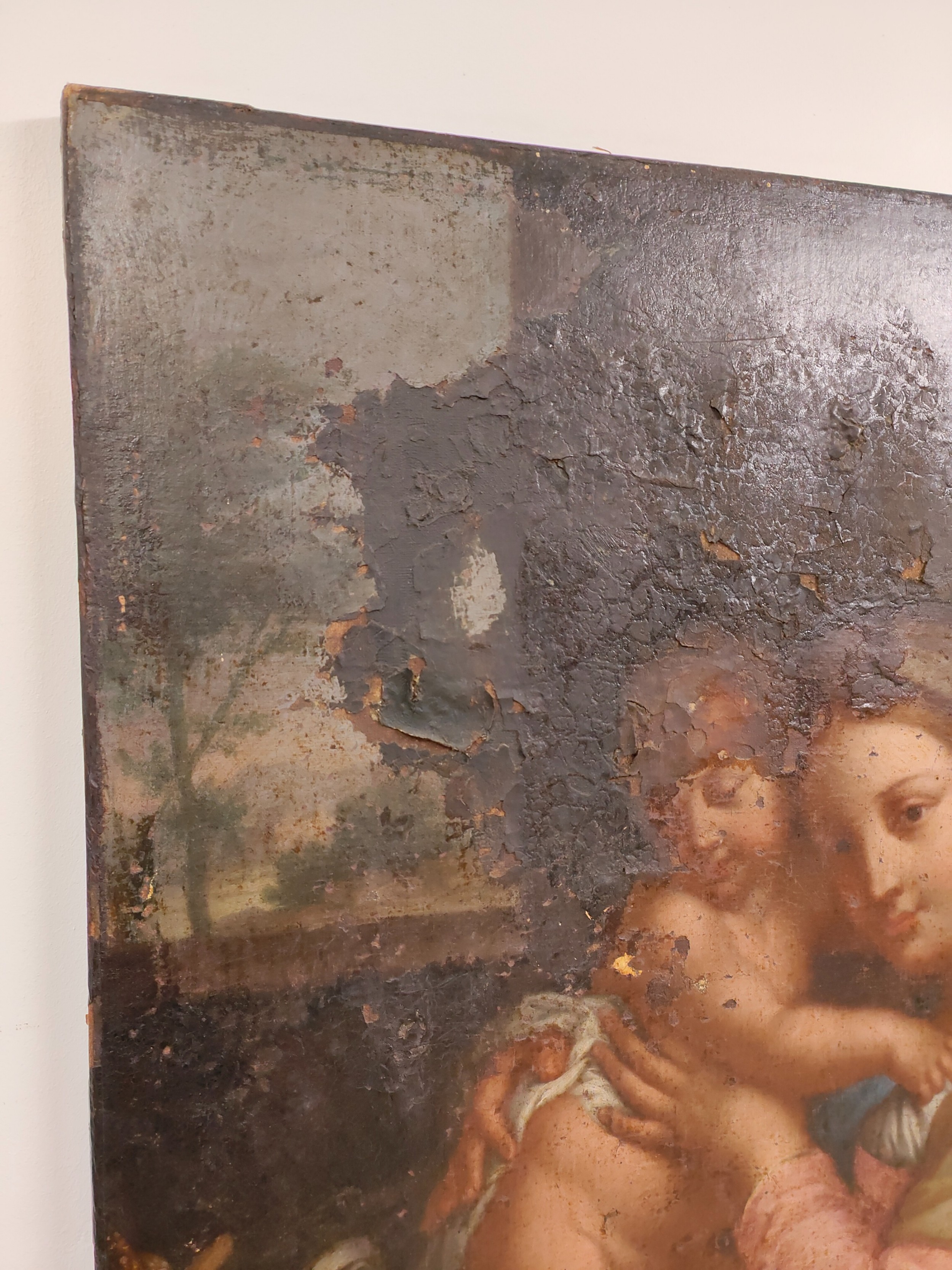 Antique 17th Century Italian Old Master Madonna With Child Oil On ...