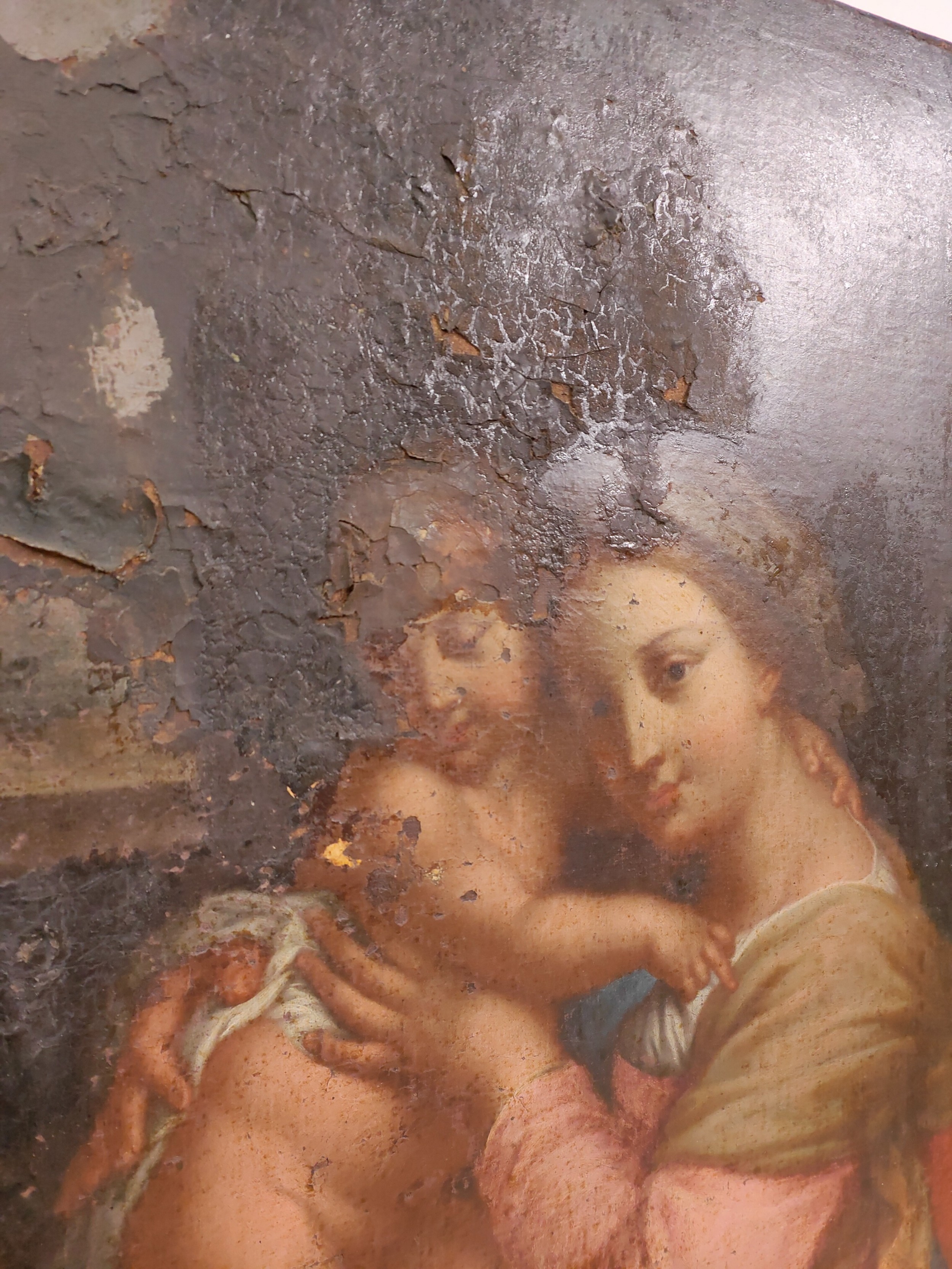 Antique 17th Century Italian Old Master Madonna With Child Oil On ...
