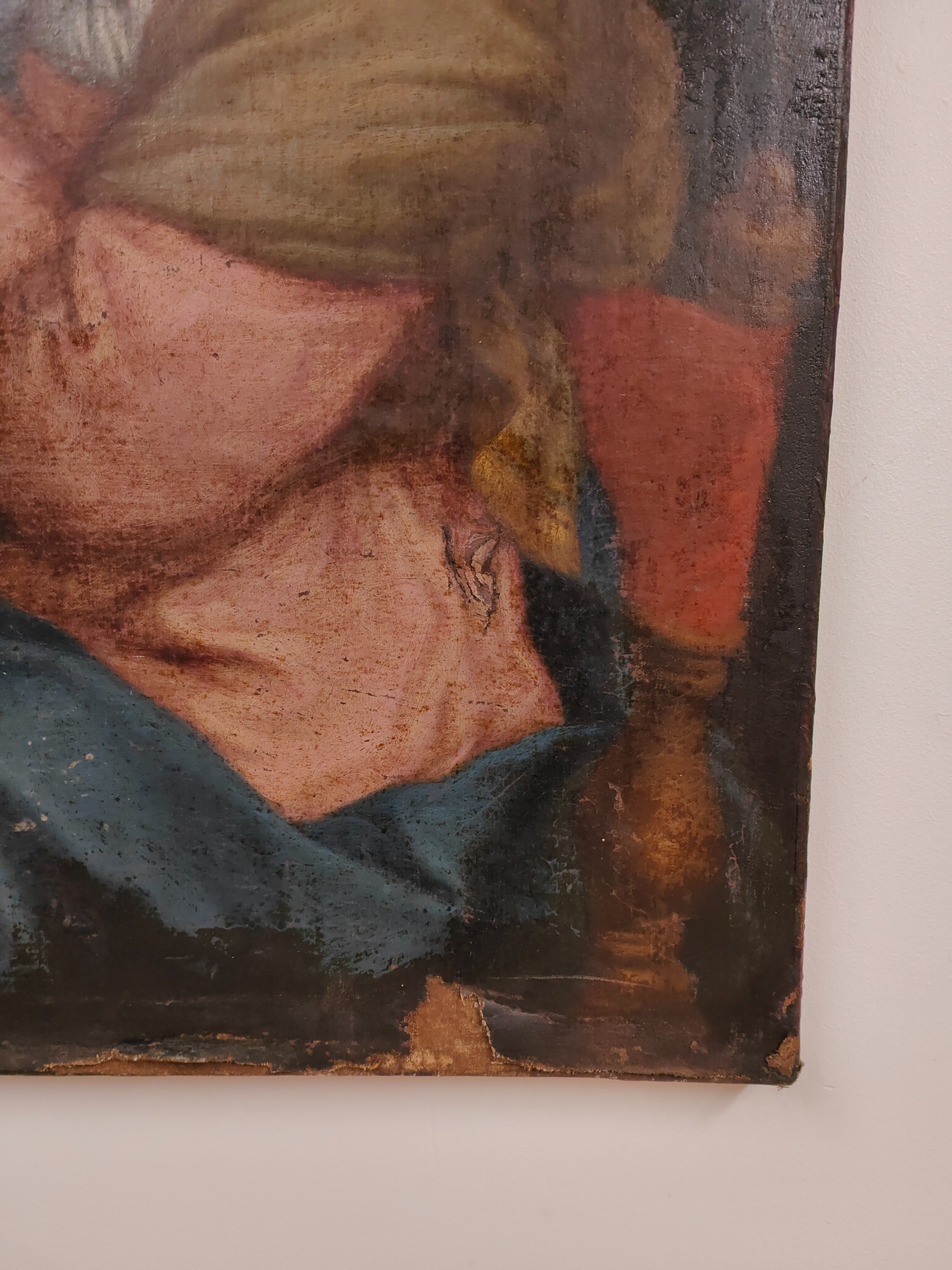 Antique 17th Century Italian Old Master Madonna With Child Oil On ...
