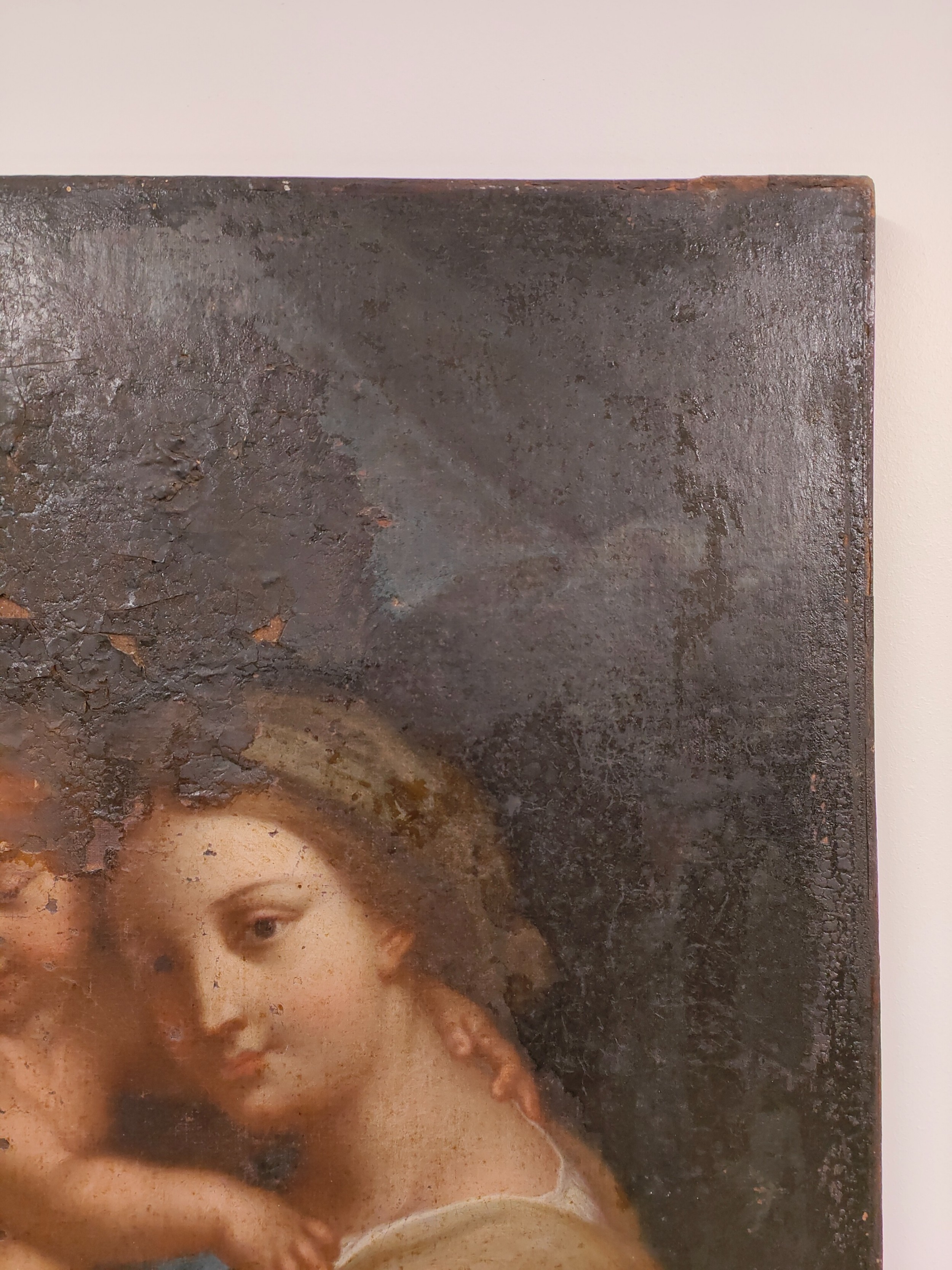 Antique 17th Century Italian Old Master Madonna With Child Oil On ...