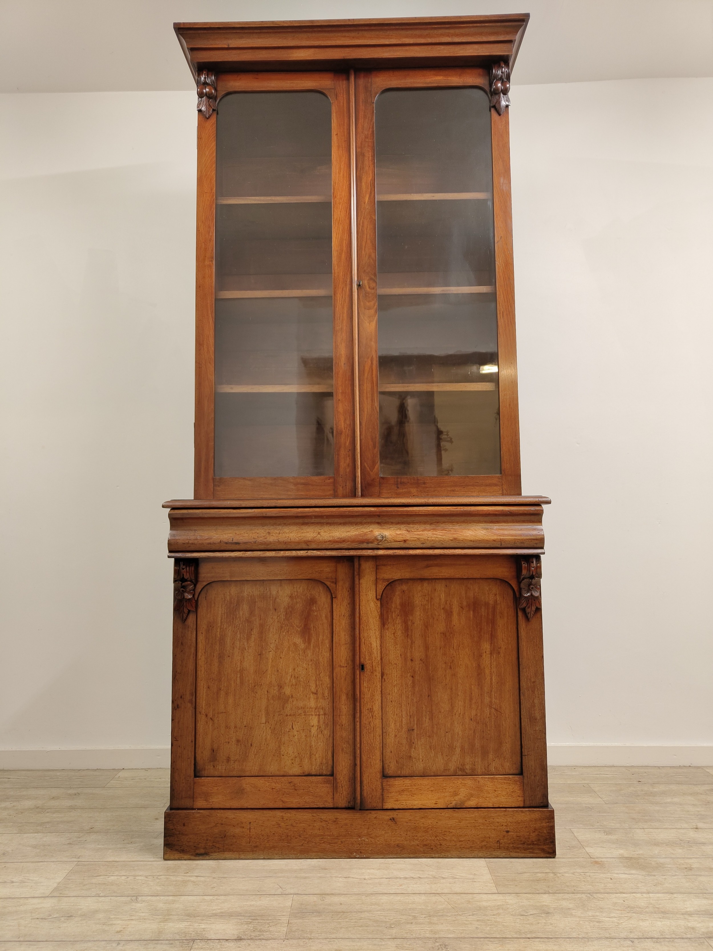 Picture Idea: Antique Victorian Glass Fronted Bookcase On Cupboard