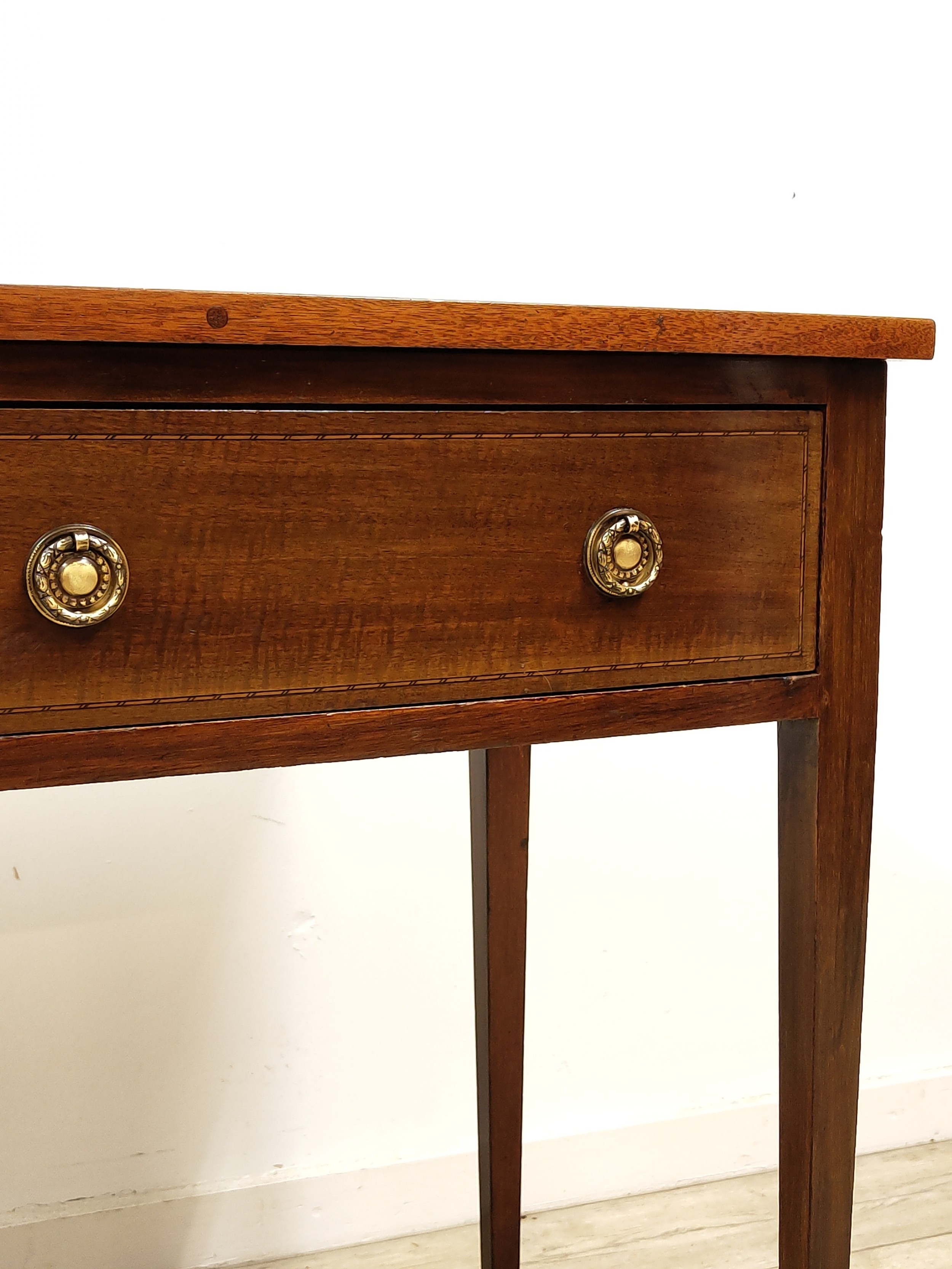Antique 19th Century Solid Mahogany Bow Front Hall Side Console Table