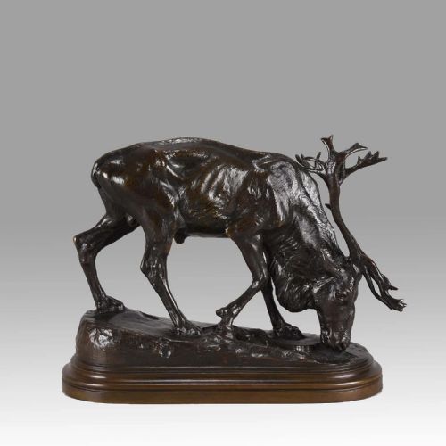 19th Century Animalier Bronze Sculpture Entitled  "Reindeer" by Isidore Bonheur