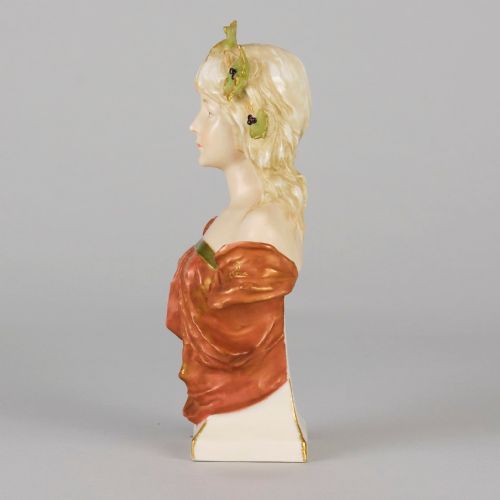 LATE 19TH CENTURY ART NOUVEAU CERAMIC BUST DAPHNE BY ERNST WHALISS - ADDITIONAL PHOTO 6
