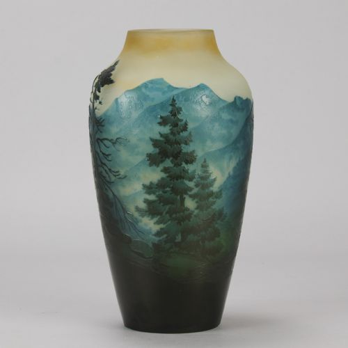 EARLY 20TH CENTURY FRENCH ART NOUVEAU GLASS MOUNTAIN VASE BY EMILE GALL - ADDITIONAL PHOTO 1