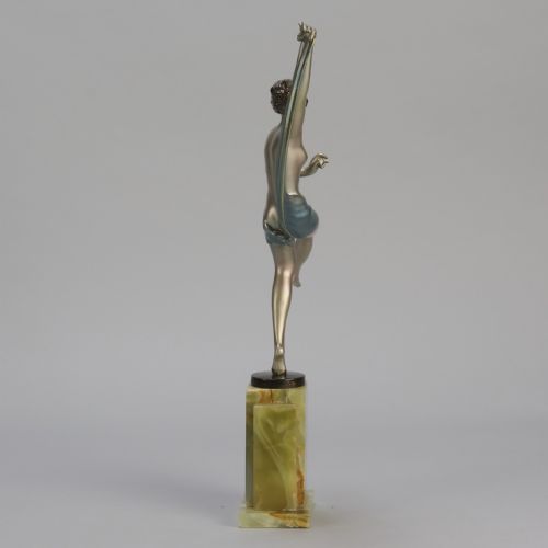 EARLY 20TH CENTURY ART DECO BRONZE STUDY SCARF DANCER BY JOSEF LORENZL - ADDITIONAL PHOTO 3
