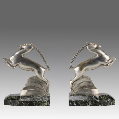 EARLY 20TH CENTURY ART DECO BRONZE GAZELLE BOOKENDS BY A KELETY - ADDITIONAL PHOTO 1