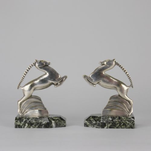 EARLY 20TH CENTURY ART DECO BRONZE GAZELLE BOOKENDS BY A KELETY - ADDITIONAL PHOTO 4