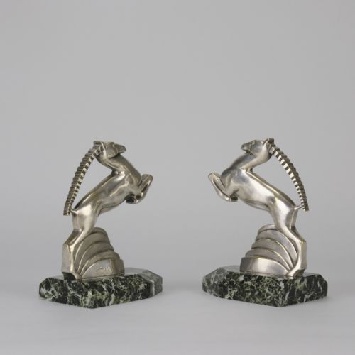 EARLY 20TH CENTURY ART DECO BRONZE GAZELLE BOOKENDS BY A KELETY - ADDITIONAL PHOTO 6