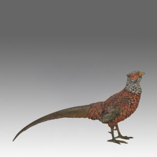 Early 20th Century Cold Painted Bronze "Pheasant" by Franz Bergman
