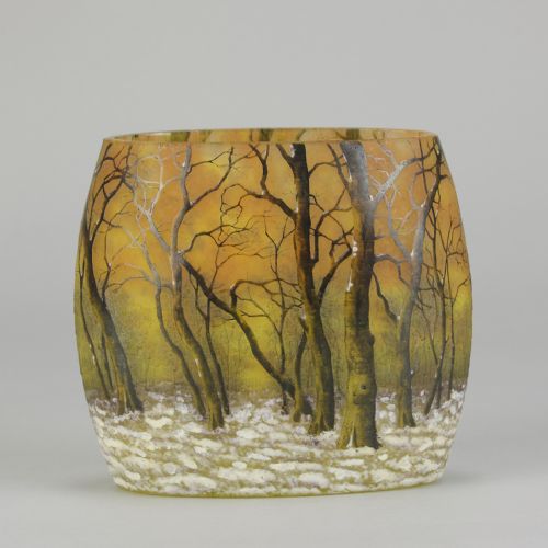 EARLY 20TH CENTURY CAMEO GLASS PAYSAGE DHIVER VASE BY DAUM FRERS - ADDITIONAL PHOTO 1